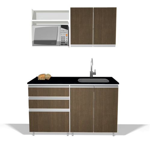 Mueble Cocina Alacena Y Bajo De 130 Wengue Perfil J Aluminio