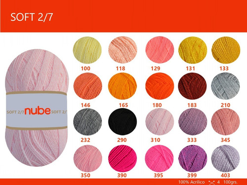 Imagen 2 de 5 de Hilado Nube Soft 2/7 X 1 Ovillo - 100 Grs. Por Color