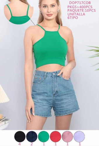 10 Crop Top Basico Dama Colores Surtidos