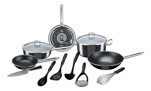 Batería De Cocina 13 Pz Vitroacero Master Chef 4036176 Vas Color Negro