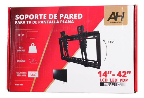 Soporte Tv Led Lcd Smart Fijo 14 A 42 Pulgadas Alpina Tt27 Color Negro