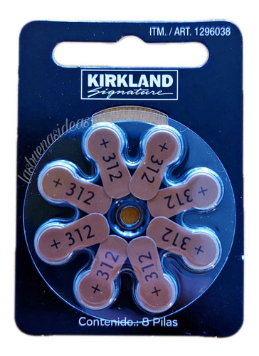 8 Pilas Kirkland Aparatos Electrónicos Tamaño 312 Audífonos 