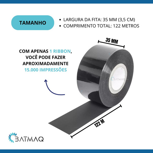 Kit 15 Fita Ribbon P/ Datador Manual E Automático 35mmx122m