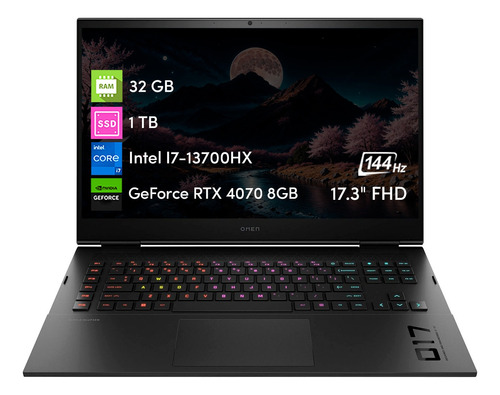 Notebook Hp Omen 17 I7 13va 32gb 1tbssd Rtx4070 8gb 17.3 Fhd