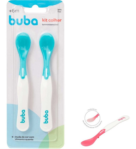 Imagem 1 de 5 de Kit 2 Colheres Térmica Termossensível Muda Cor Quente Buba