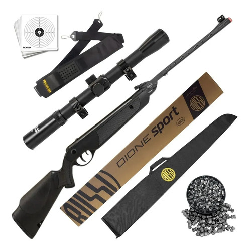 Carabina Pressão Rossi Dione Sport Mola 5.5mm +luneta +capa Calibre 55 Mm Cor Preto