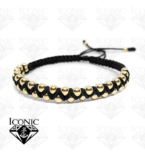 Pulsera Tejido Macrame Y Oro Laminado 18k Iconic Store