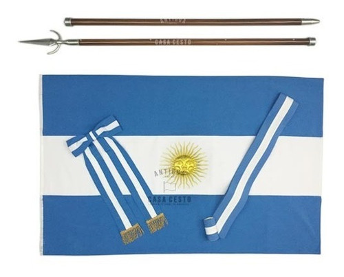 * Bandera Argentina Ceremonia * Premium * Con Asta Y Tahalí*