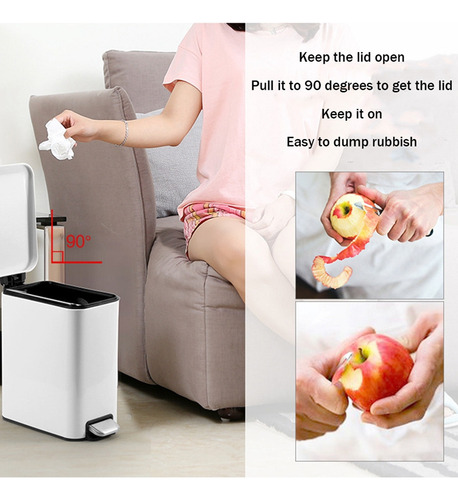 Cubo De Basura Compacto De Acero Inoxidable Para Baño Con Pe