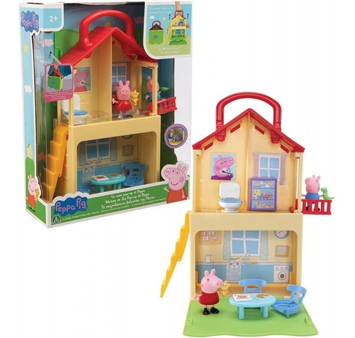 Peppa Pig, Playset Casita Plegable/maleta, 17 Pcs. Original.