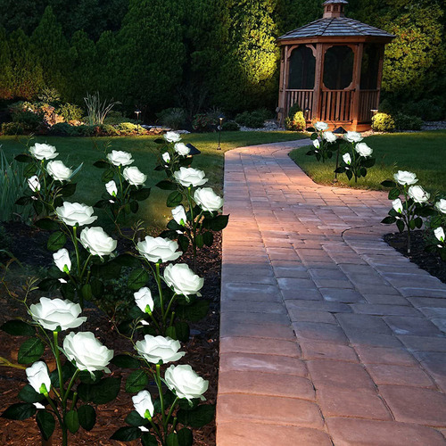 2pcs Luces Solares Jardín Luces Solares Flores Al Aire Libre