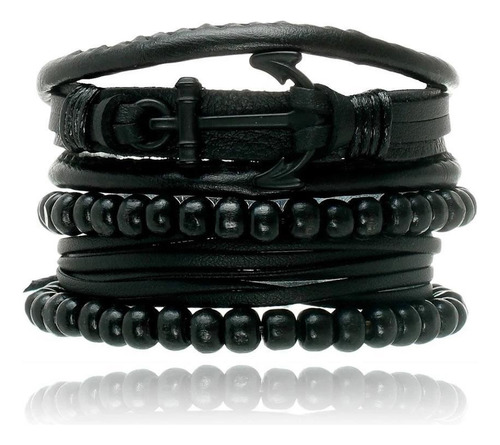 Kit De Pulseiras Universo Maschio Naútico Preto Ajustável