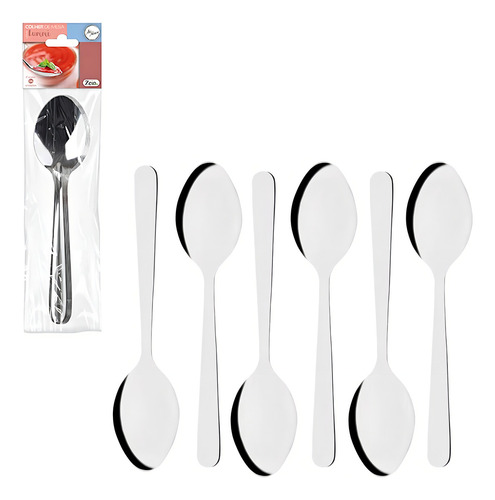Jogo Kit 6 Colheres De Sopa Mesa Aço Inox Utensílio Cozinha
