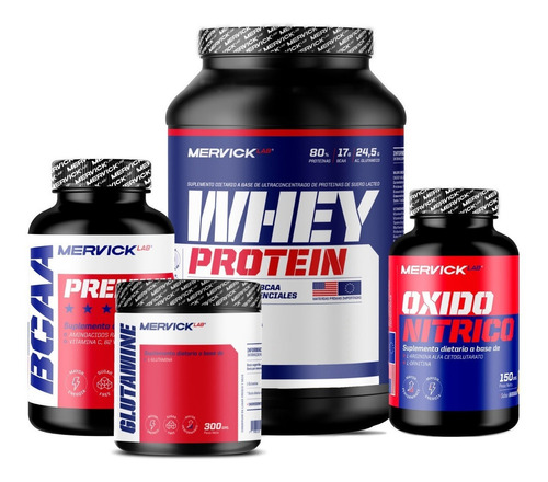 Proteína Whey Mervick 1kg + Glutamina + Bcaa + Arginina No