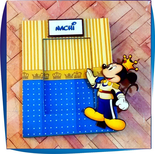 16 Portaretratos Mickey Rey Con Vidrio Foto 6x9cm Fibrofacil