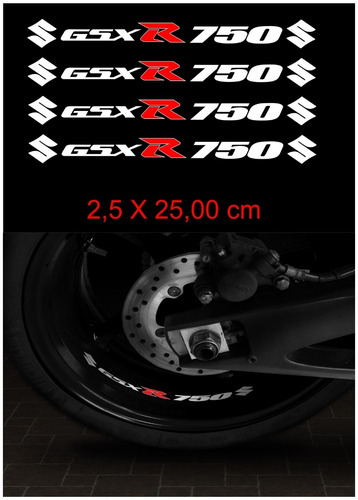 Adesivos Interno Centro Roda Moto Suzuki Gsxr 750 Ca-10054 Cor Branco refletivo