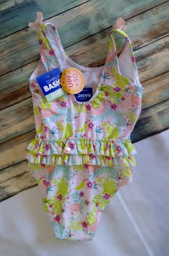 Traje De Baño Completo Para Niña Flamingos Simply Basic
