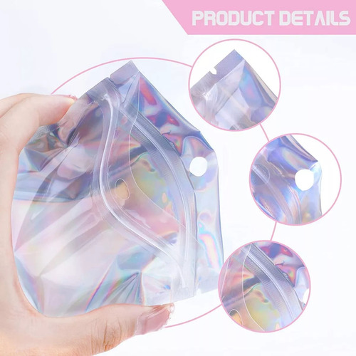 Pack De Bolsas De Mylar Holograficas Con Zipper · 10x6cms
