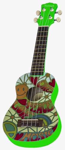 Ukelele Soprano Sunset Au01r Peace & Love Cuo