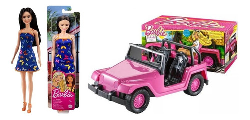 Muñeca Barbie Básica Mattel Azul Original + Jeep Barbie