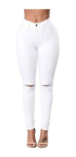 Jeans Blanco Roto Mujer | MercadoLibre 📦