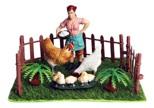 Microadorno En Miniatura Con Diseño De Gallinas De Granja