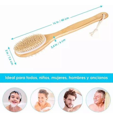 2pz Cepillo Baño Doble De Ducha Con Mango Largo Para Espalda