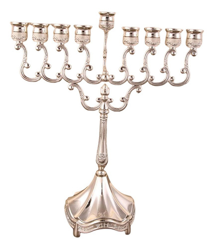 Hanukkah Menorah Candelabro De Metal 9 Ramas Portavelas Para