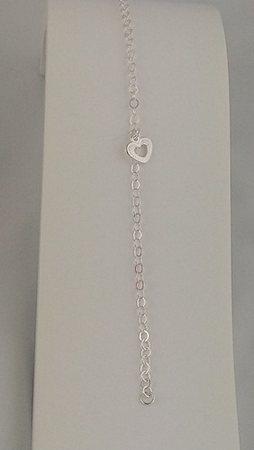 Imagem 4 de 6 de Pulseira Coração Elos Brilhantes 17 Cm Prata 925 Maciça