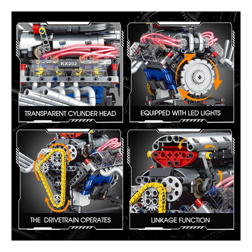 Kit De Modelo De Motor Bricxor V8 Que Funciona, Controlado E