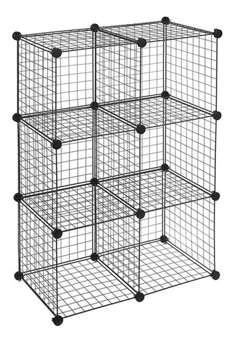 Imagen 2 de 5 de Estante Multifuncional Librero Malla Metal 6 Cubos