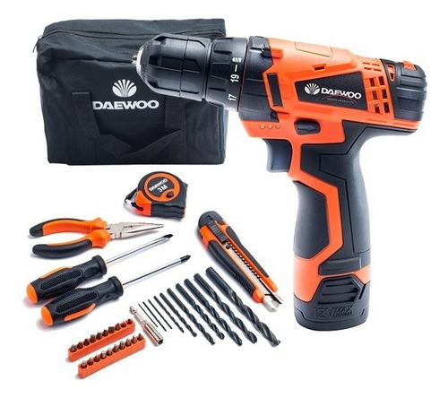 Taladro Atornillador Inalámbrico Daewoo DACD1210CK 12v Acc Y Bolso Color Negro/Naranja Frecuencia 50hz