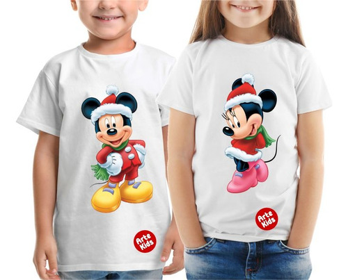 Polos Navideños Niños Mickey Minnie Mouse Navidad