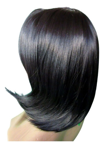 Lace Wig Peruca Cabelo 100% Orgânico Humano Com Franja Tamanho Da Base 35cm Tonalidade Preto #1