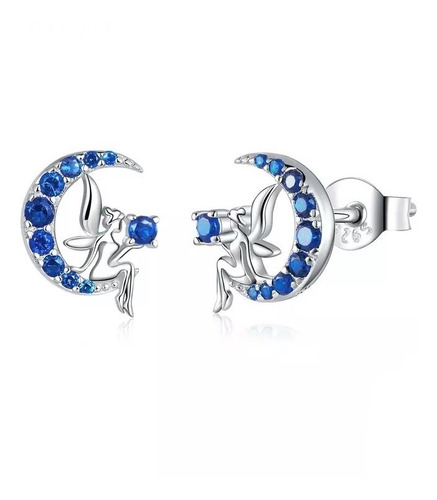 Aretes Para Mujer Hada Luna Azul En Plata 925