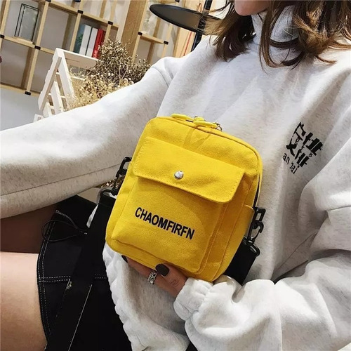 Bolsa Quadrada De Lona, Pequena, Estilo Coreano, Transversal