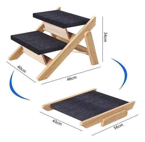 Escalera Plegable Para Mascotas Escalones 2 En 1 Rampa