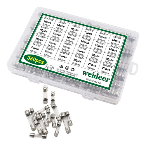 Weideer 22 Valores 360 Piezas Kit Surtido De Fusibles De Vid