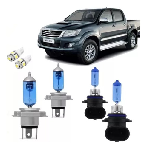 Kit Lampada Super Branca Hilux Farol Alto+baixo+milha 05-14