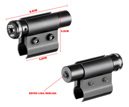 Mira Laser Vermelha Fixa Cano + Chumbinho Perfurante 5.5mm