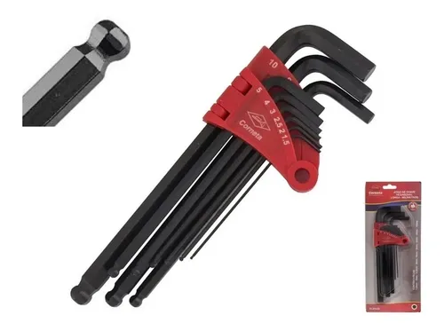 comprar Jogo Chaves Hexagonal Allen Abaulada Extra Longa Cu002F9pçs Cv-r