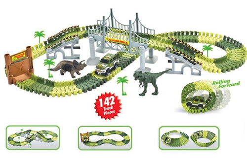 Imagen 2 de 6 de Pista 142 Piezas, Autopista Flexible Dinosaurio, Bestoys