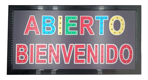 Aviso Letrero Led Luminoso Abierto Bienvenidos 