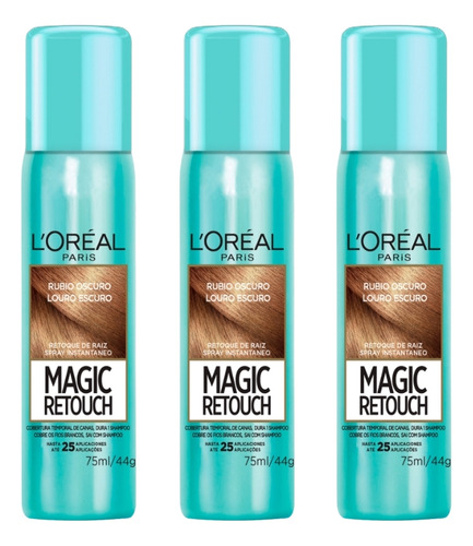 Coloraçao L´Oréal Magic Retouch 75ml Spray Louro Escuro - 3un Tom Sem tom