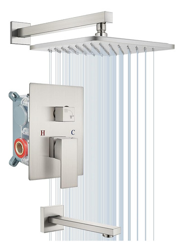 ~? Midanya Bathroom Rain Shower System Brushed Nickel Wall M