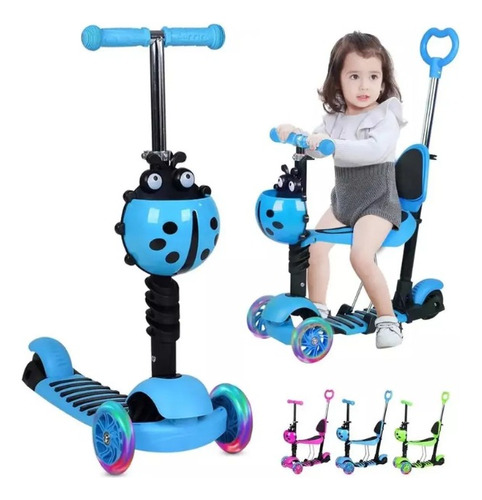 Patineta Scooter 5 En 1 Para Niños Con Diseño De Mariquita