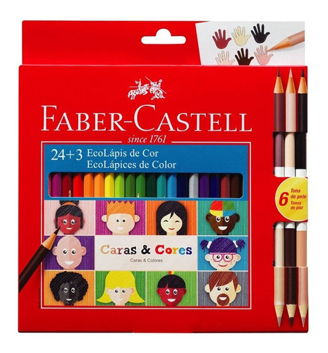 Lapices De Colores Faber Castell 24 Colores +6 Tonos De Piel