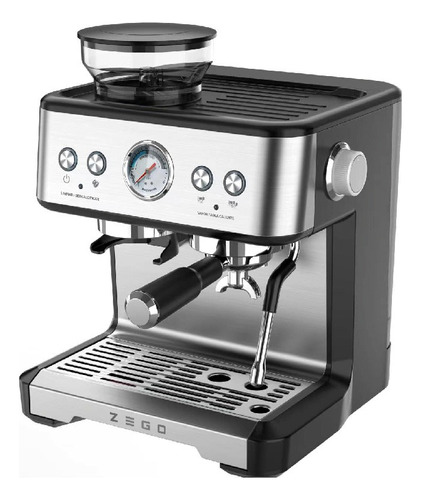 Cafetera Espresso Molinillo Zego Doble Taza Vapo 2,6l 2300w 