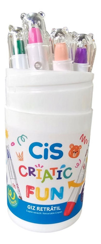 Giz De Cera Retratil Color Gel 12 Cores Aquarelável Cis