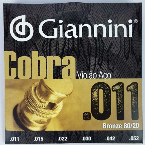 3 Jogos De Corda P/ Violão Giannini Cobra 011 Bronze 80/20